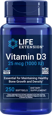 沿寿LIFE - 维生素D3 25微克 1000国际单位 250粒软胶囊
