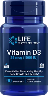 沿寿LIFE - 维生素D3 25微克 1000国际单位 90粒软胶囊