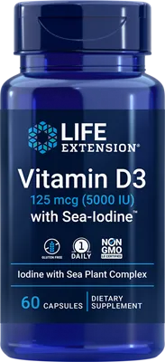 沿寿LIFE - 维生素D3加海洋碘 125微克 60粒胶囊