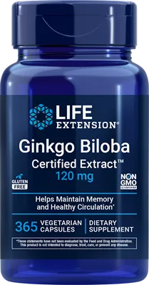 沿寿LIFE - 银杏叶标准化提取物 120毫克 365粒素食胶囊