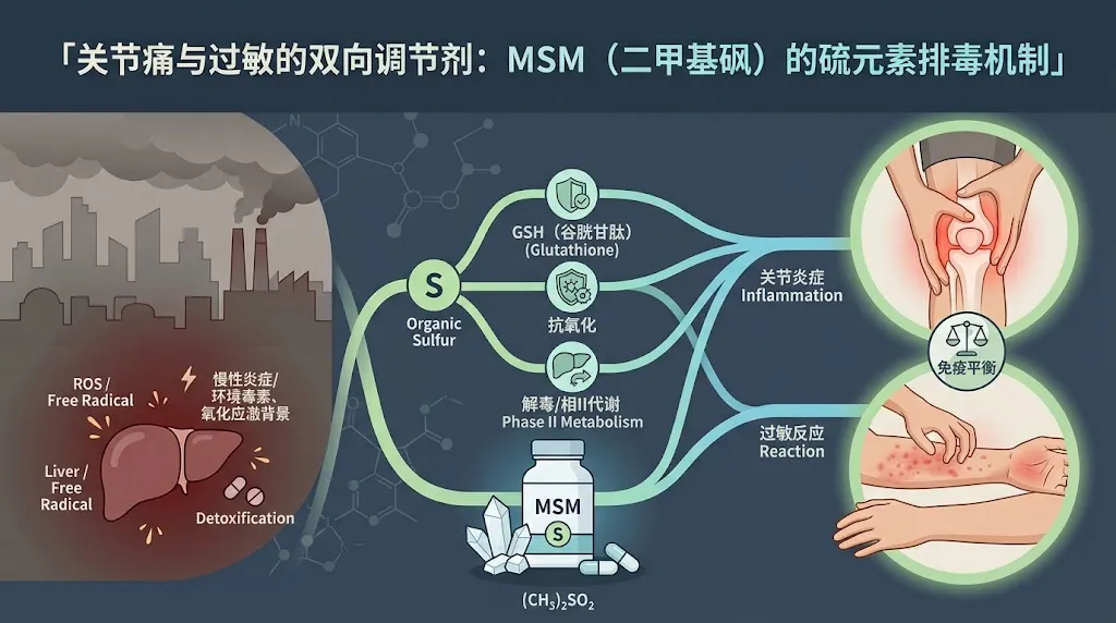 关节痛与过敏的双向调节剂：MSM（二甲基砜）的硫元素排毒机制