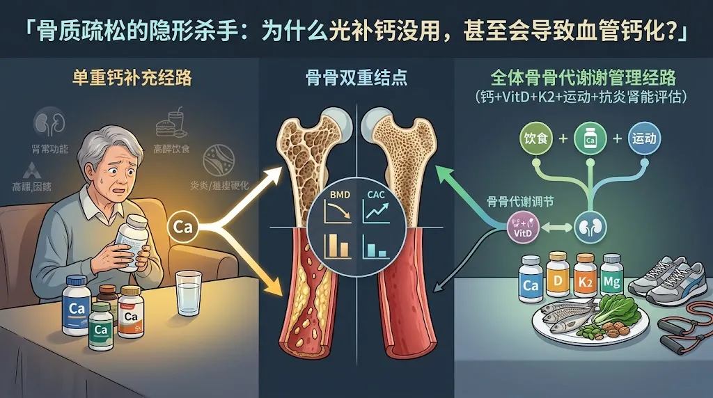 骨质疏松的隐形杀手：为什么光补钙没用，甚至会导致血管钙化？