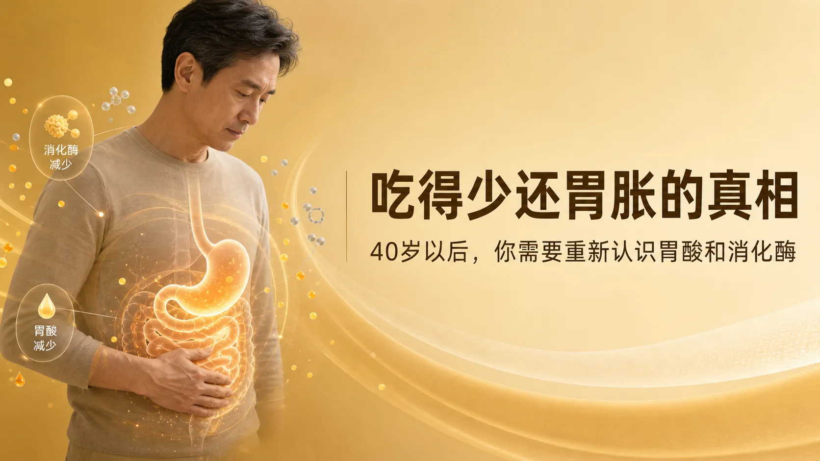 “吃得少还胃胀”的真相：为什么 40 岁以后，你需要关注胃酸和消化酶？