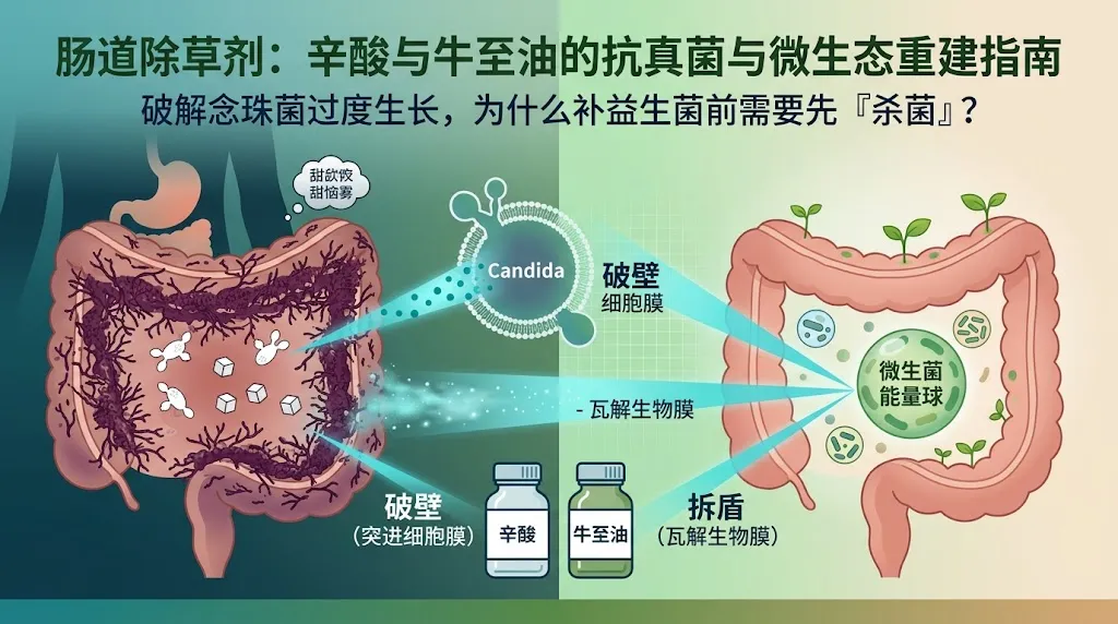 肠道除草剂：辛酸与牛至油的抗真菌与微生态重建指南