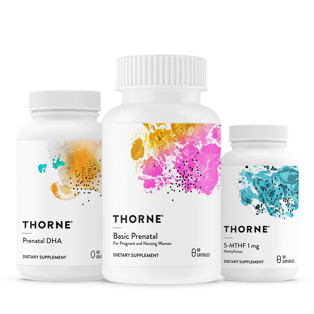悦恩THORNE - 孕期营养支持组合 (含基础多维90粒 孕期DHA60粒 活性叶酸60粒)