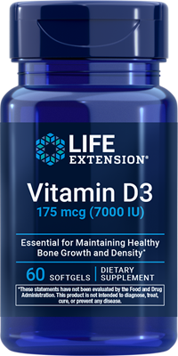 沿寿LIFE - 维生素D3 175微克(7000国际单位) 60粒软胶囊