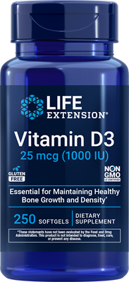 沿寿LIFE - 维生素D3 25微克 1000国际单位 250粒软胶囊