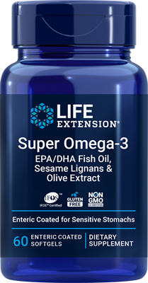 沿寿LIFE - 超级Omega-3 EPA与DHA鱼油、芝麻木脂素和橄榄提取物（肠溶包衣） 60粒肠溶软胶囊
