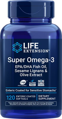 沿寿LIFE - 超级Omega-3 EPADHA鱼油、芝麻木脂素与橄榄提取物(肠溶包衣) 120粒肠溶软胶囊