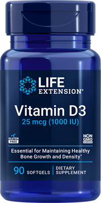 沿寿LIFE - 维生素D3 25微克 1000国际单位 90粒软胶囊