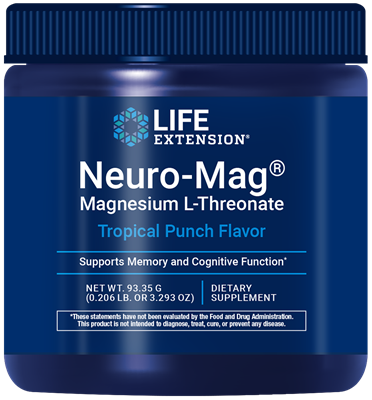沿寿LIFE - Neuro-Mag 左旋苏糖酸镁粉末 (热带水果味) 93.35克