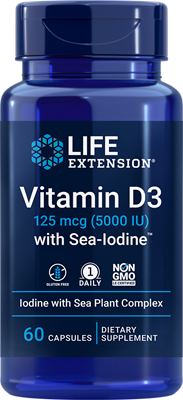 沿寿LIFE - 维生素D3加海洋碘 125微克 60粒胶囊